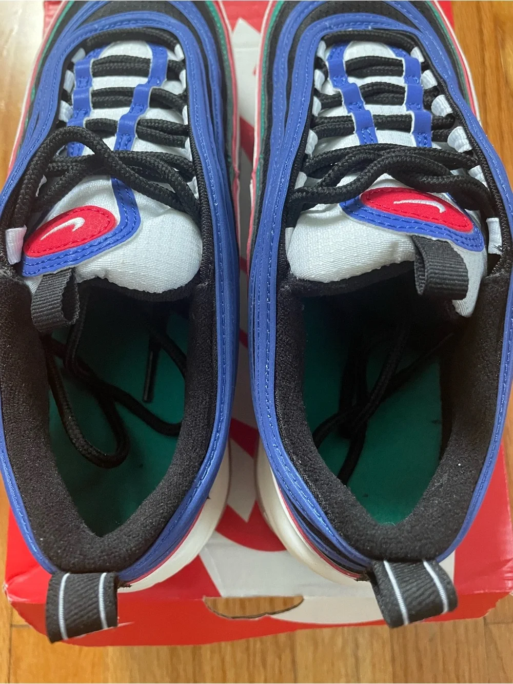NWB Nike Air Max ‘97 Red Black White Blue Green Sneakers Youth Size 6.5